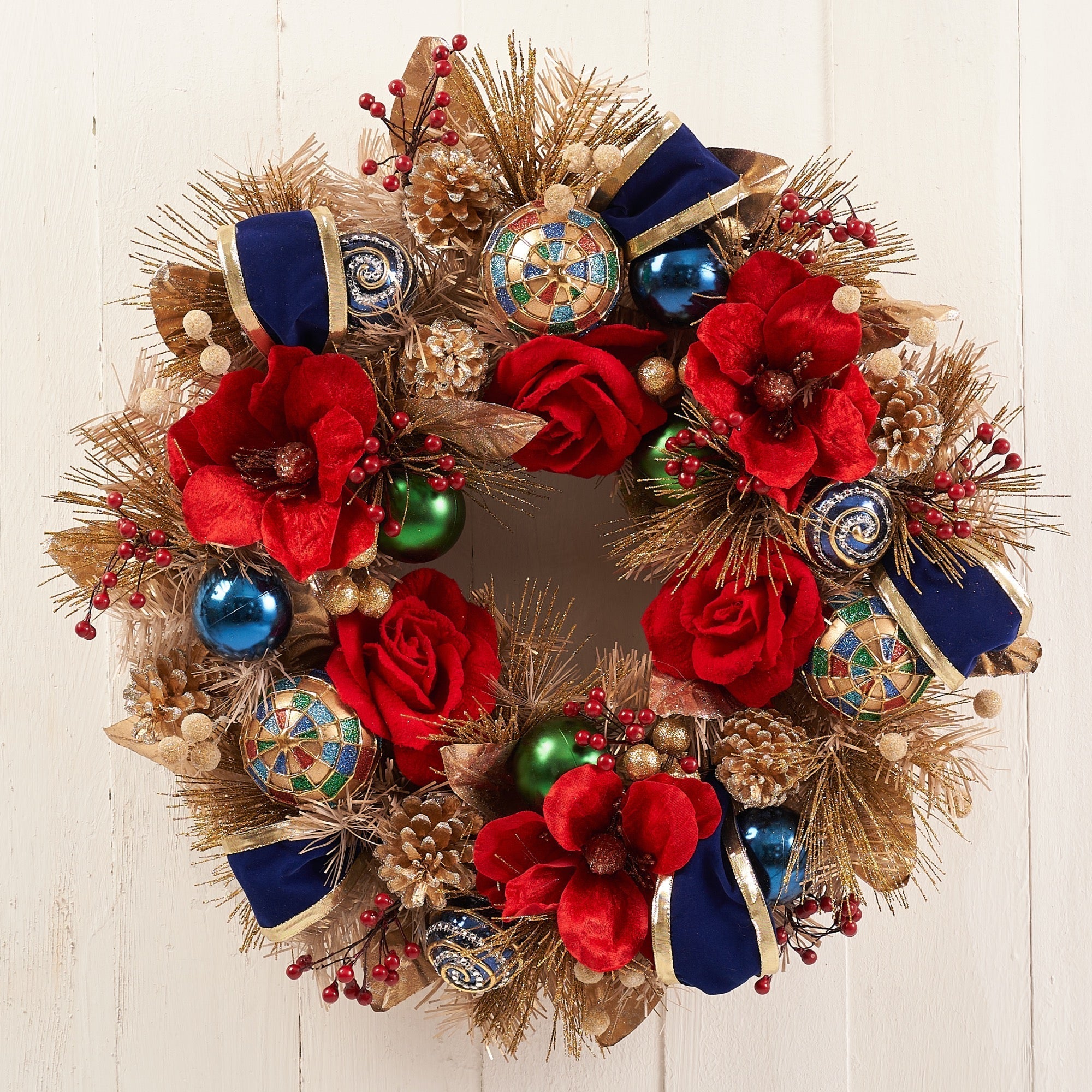 22" Elegant Floral Christmas Wreath - craftmasterslate