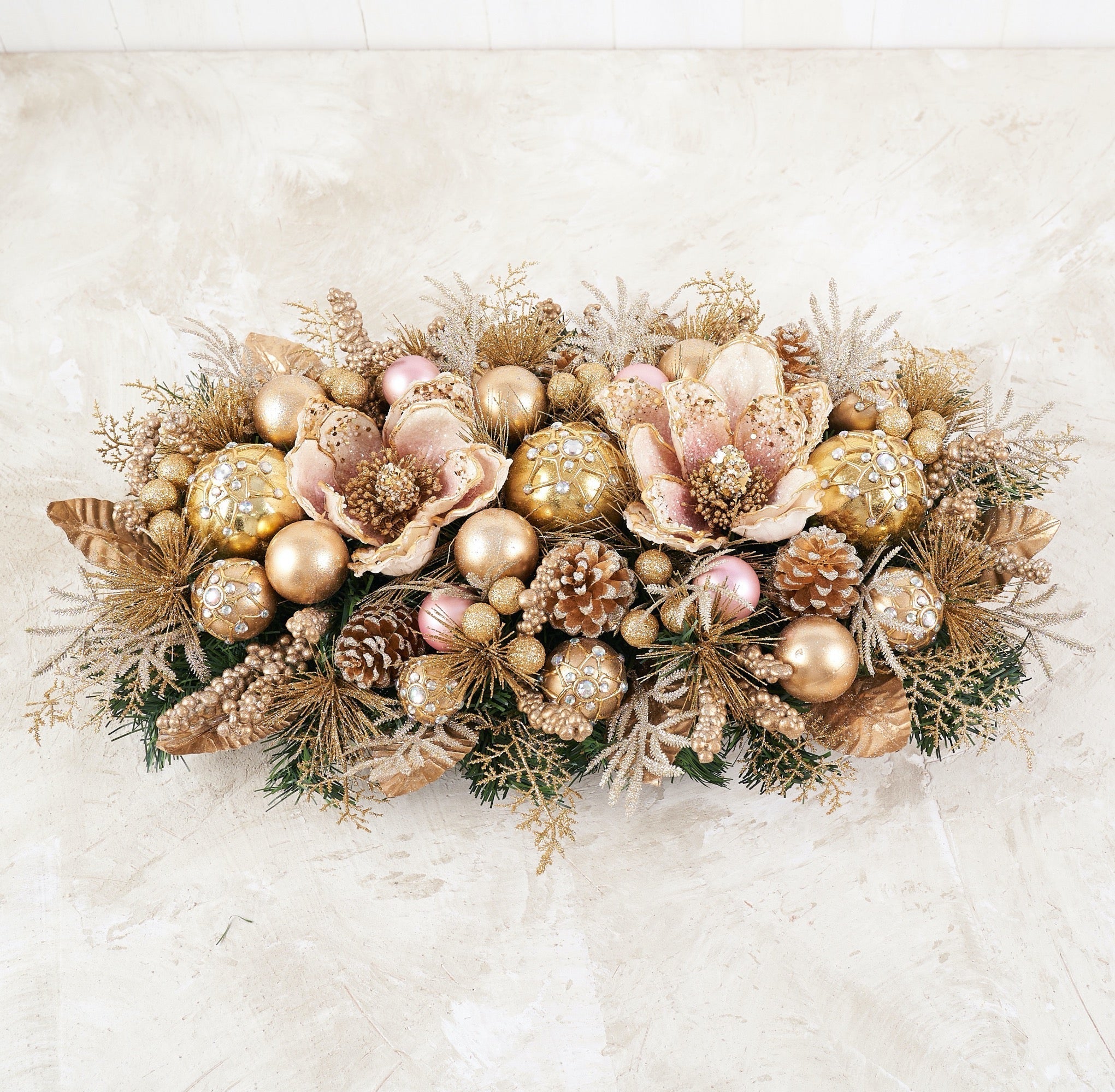 28-inch Glamorous Christmas Magnolia Arrangement - craftmasterslate