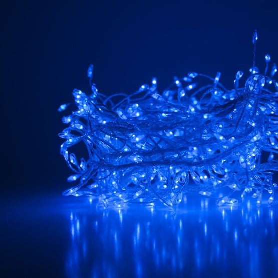 Blue LED Fairy Lights with Silver Wire - Garland Style - craftmasterslate
