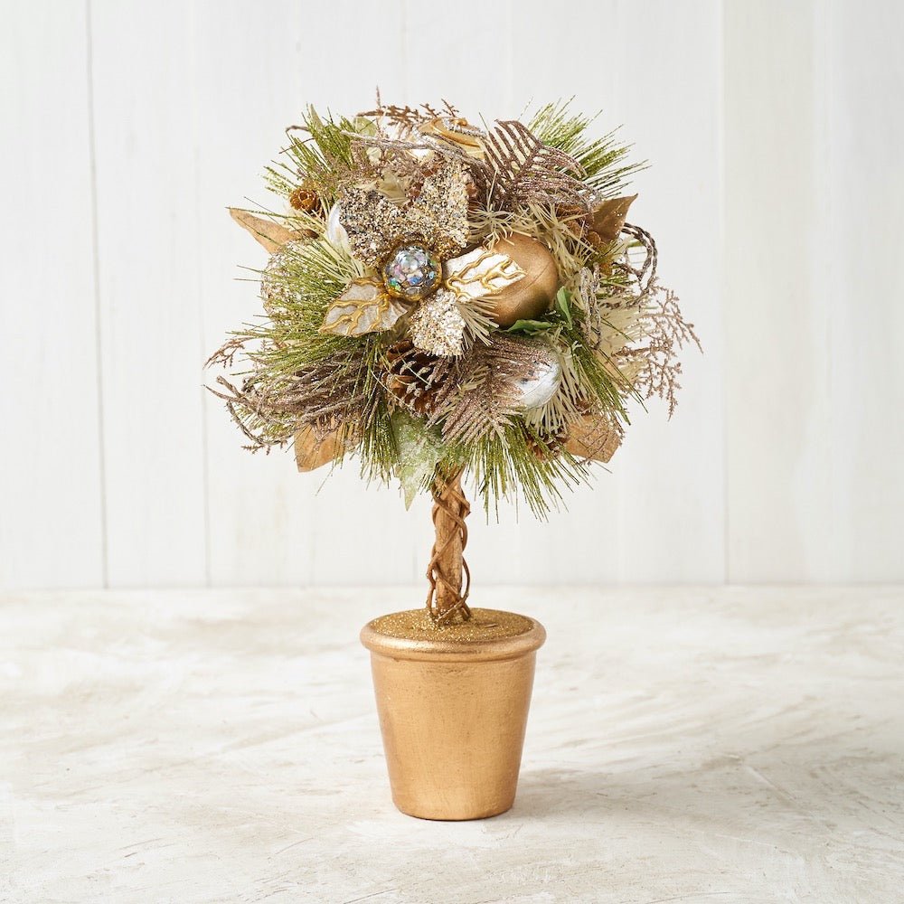 Champagne Gold Poinsettia Topiary for the Holiday Season - craftmasterslate