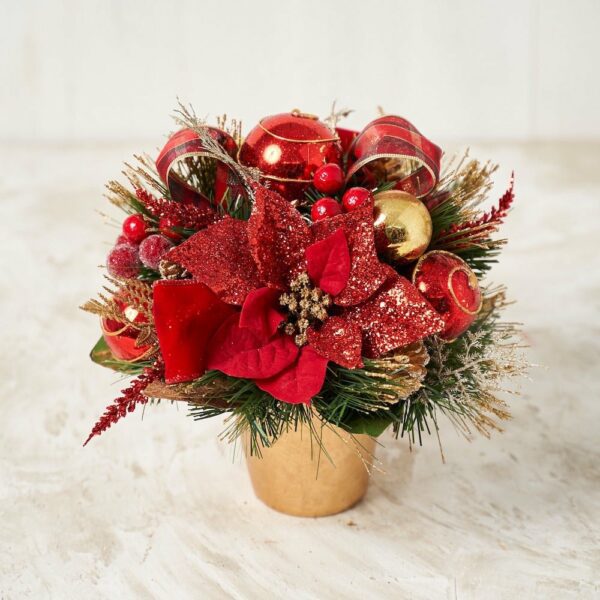 Christmas Red Poinsettia Centerpiece with Pot - craftmasterslate