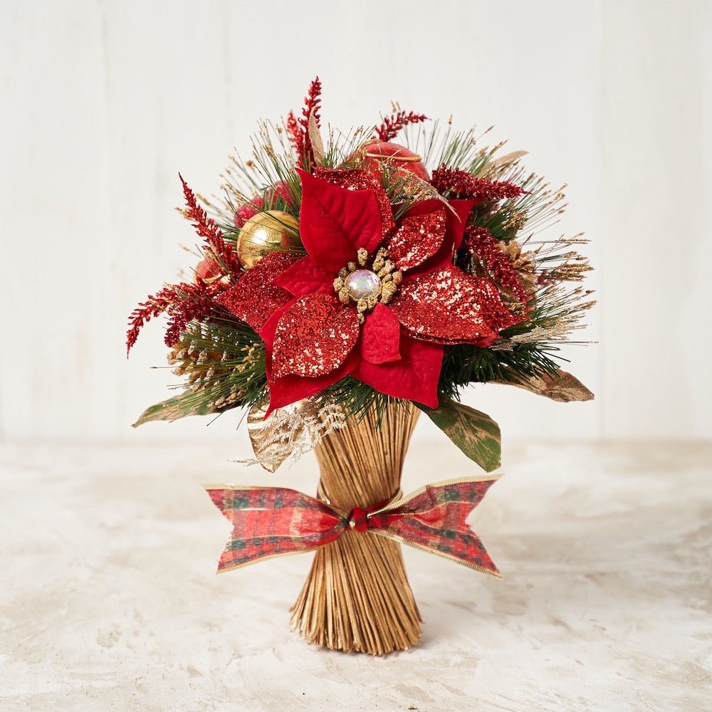 Christmas Red Poinsettia Standing Bouquet - craftmasterslate