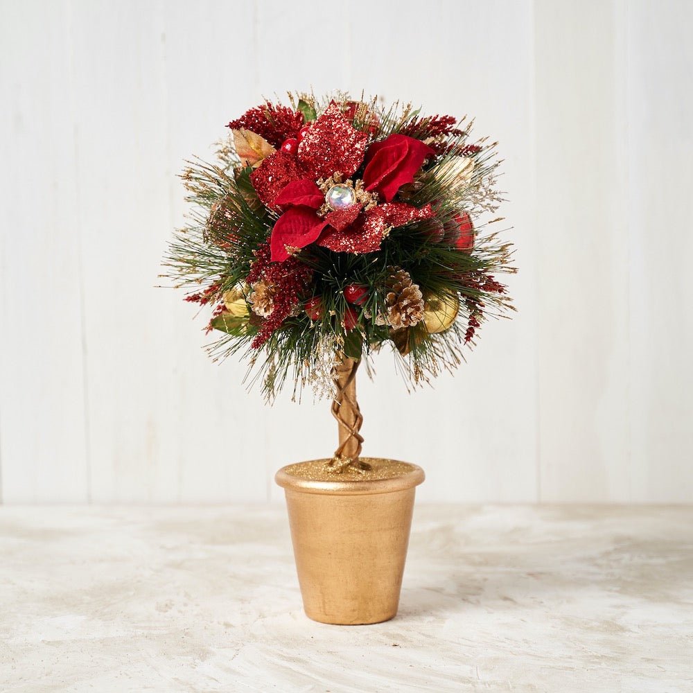 Christmas Red Poinsettia Topiary - craftmasterslate