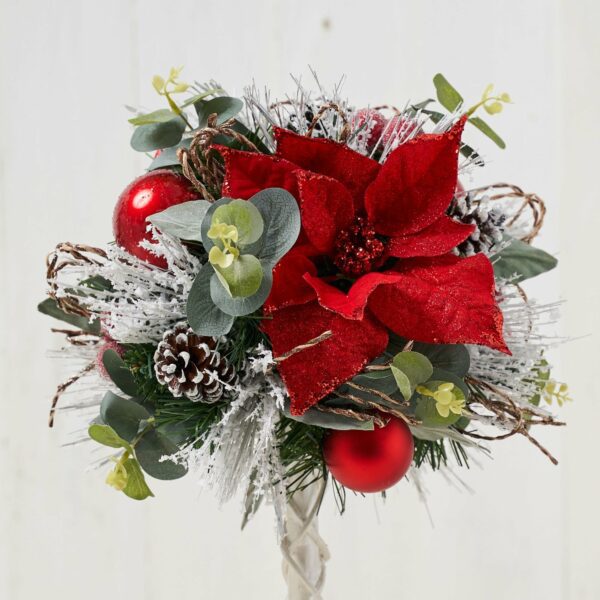 Christmas Red Poinsettia Topiary in White Pot - craftmasterslate