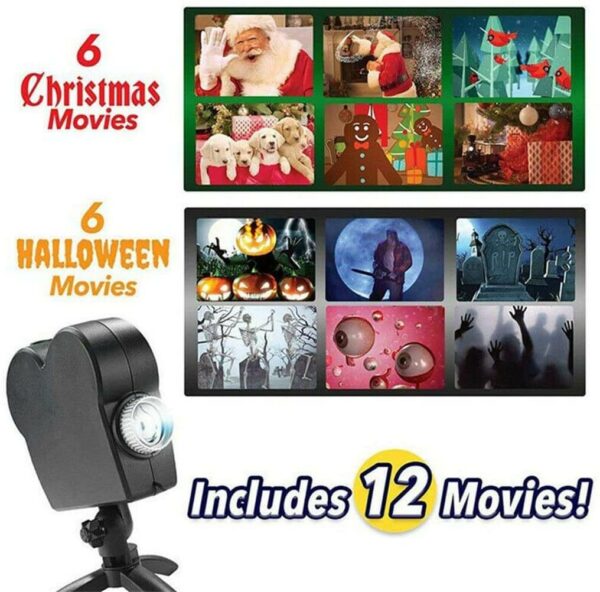 Enchanting Outdoor Decor: Halloween & Christmas Window Projector with 12 Movies - craftmasterslate