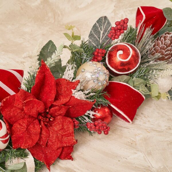 Red Frosted Poinsettia Christmas Garland - craftmasterslate