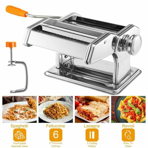 Stainless Steel Heavy Duty Manual Pasta Maker Machine - craftmasterslate