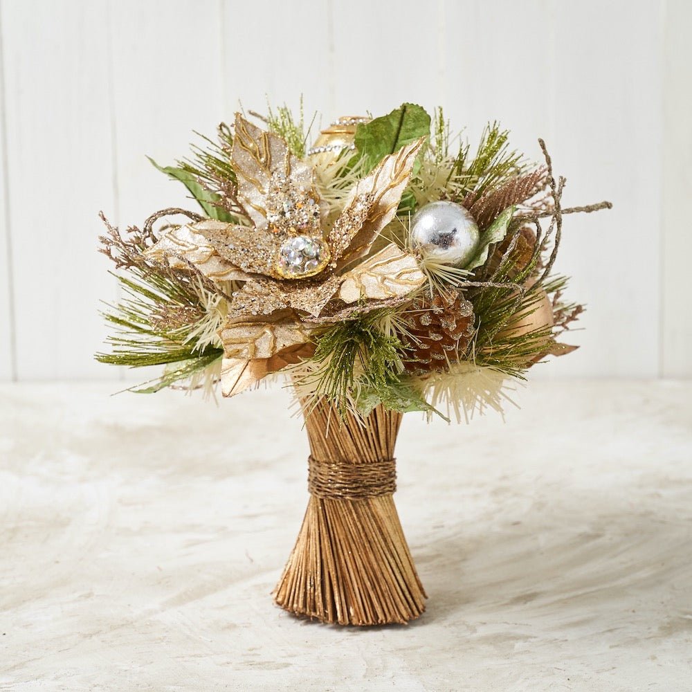 Standing Bouquet of Champagne Gold Poinsettia for Christmas - craftmasterslate