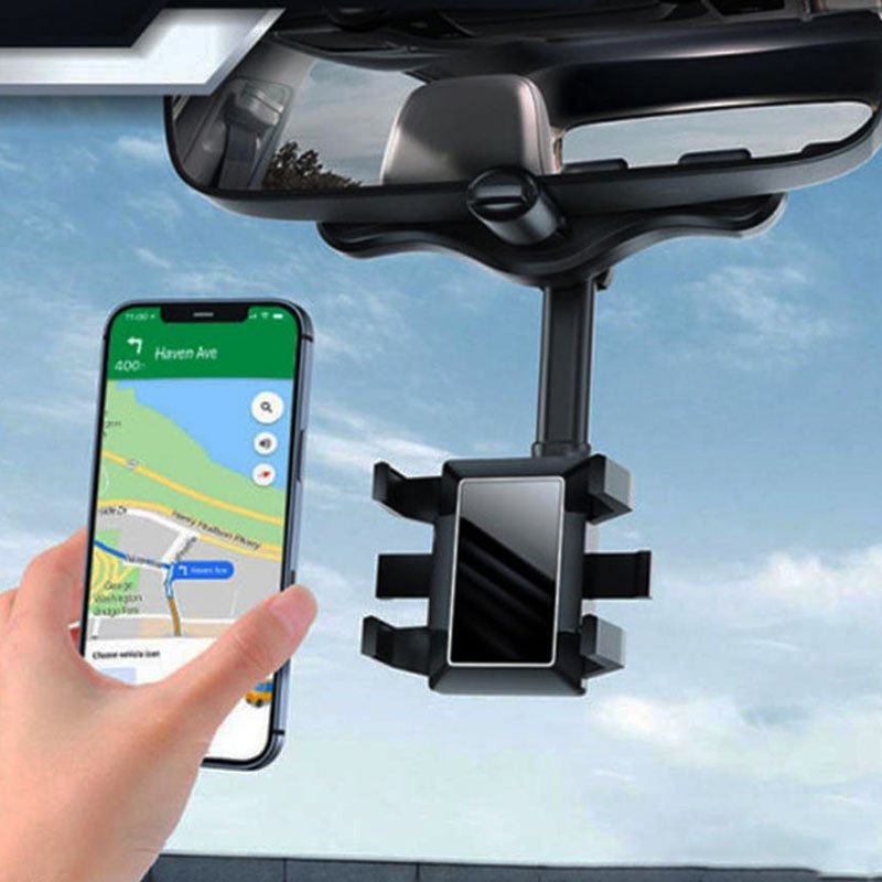 Universal Car Rearview Mirror Hands Free Phone Holder - craftmasterslate
